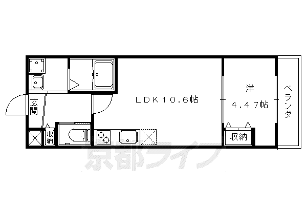 クオーレII納所(1LDK/3階)の間取り写真