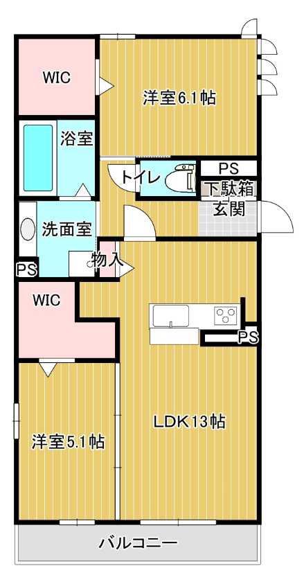 シャルムソレイユIII番館(2LDK/1階)の間取り写真