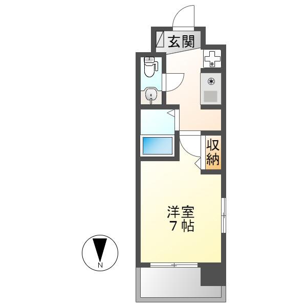 パークフラッツ金山(1K/4階)の間取り写真