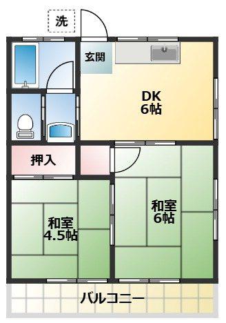 都コーポ(2DK/2階)の間取り写真