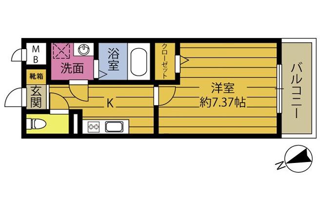 COMFORT UMEDA(1K/2階)の間取り写真