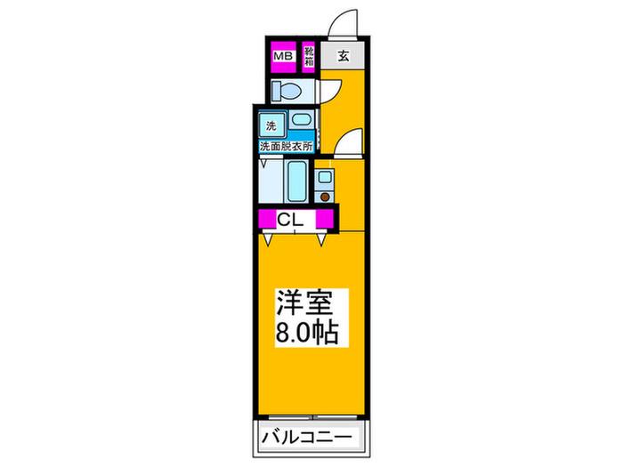 メロディハイツ恵美須II(ワンルーム/2階)の間取り写真