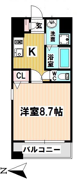 丹下キアーロ(1K/7階)の間取り写真