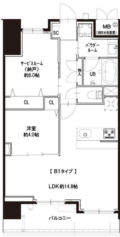 GRAND FARO元住吉(2LDK/7階)の間取り写真