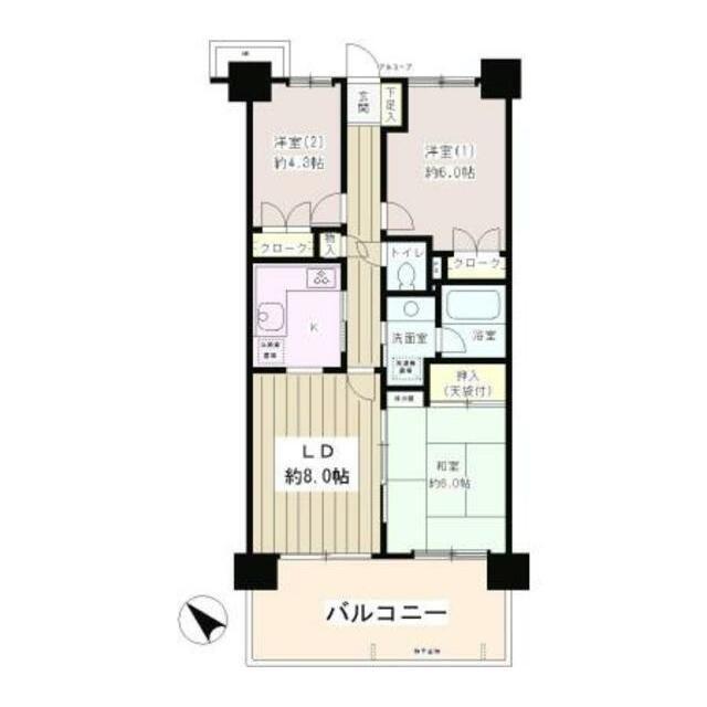 グランデュオ北街区(3LDK/2階)の間取り写真