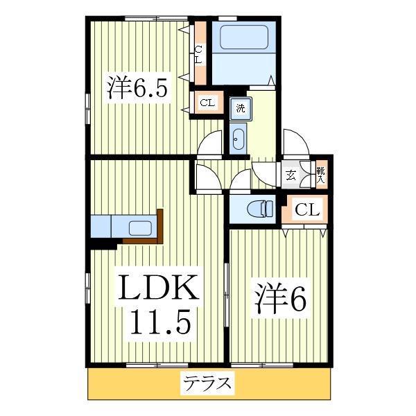 リビングタウンみずきC(2LDK/1階)の間取り写真