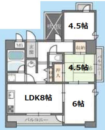 トータス西天満(3LDK/10階)の間取り写真