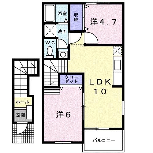 エターナルレジデンスA(2LDK/2階)の間取り写真