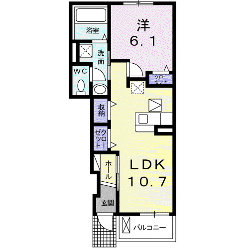 サニーフラット(1LDK/1階)の間取り写真