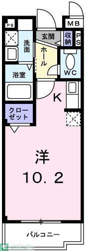 プリムローズ II(ワンルーム/1階)の間取り写真