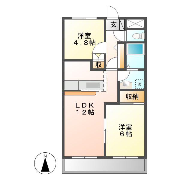 コンフォース東中島(2LDK/3階)の間取り写真