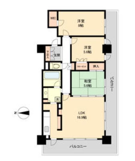 レジディアタワー仙台(3LDK/12階)の間取り写真