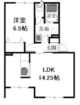 ウエスト・ベルジュA棟(1LDK/1階)の間取り写真