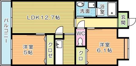 LEAD大手町(2LDK/12階)の間取り写真