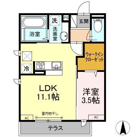 リクライン(1LDK/1階)の間取り写真