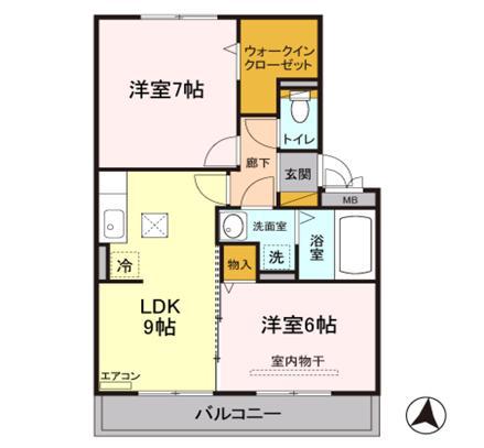 エスポワール(2LDK/2階)の間取り写真
