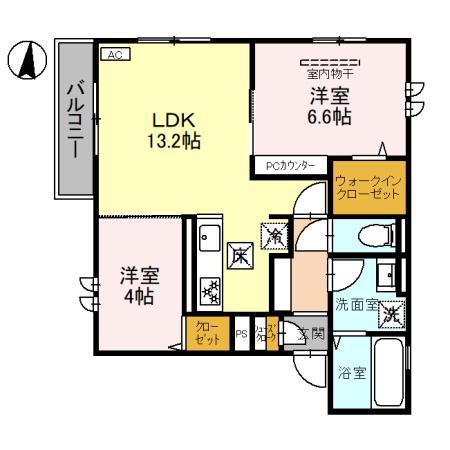 D-ROOMすずかけ(2LDK/1階)の間取り写真