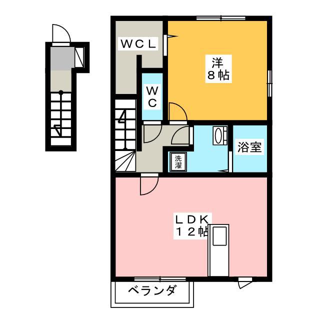 ロイヤルタウン染地台ABCD(1LDK/2階)の間取り写真