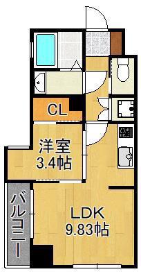 MGA黒崎W(1LDK/5階)の間取り写真