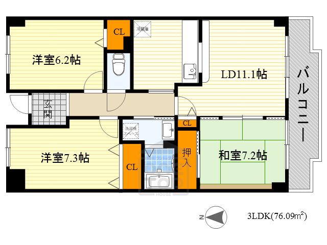 ロフティ少路(3LDK/1階)の間取り写真