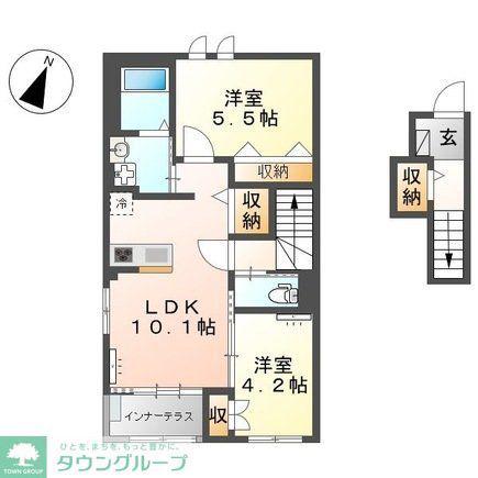 ワン スマイル(1LDK/2階)の間取り写真