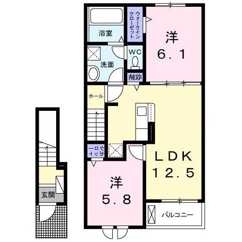 アンビシャスA(2LDK/2階)の間取り写真