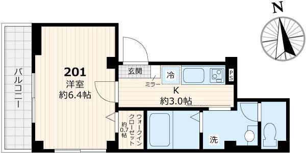 MAISON NOIRE メゾンノワール(1K/2階)の間取り写真