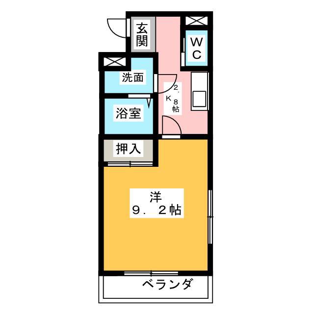 アール利平治・東旭が丘(1K/3階)の間取り写真