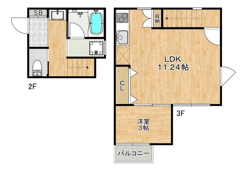 アンフィル中央(1LDK/2階)の間取り写真