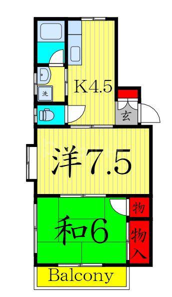 平和台ハイツ(2K/1階)の間取り写真