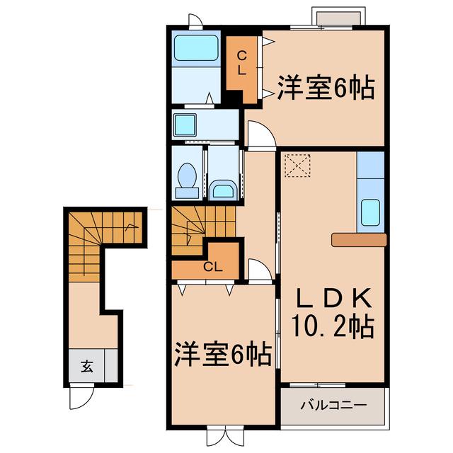 エリア88(2LDK/2階)の間取り写真