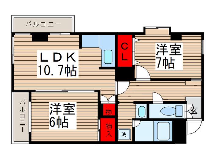 ソフィア(2LDK/3階)の間取り写真