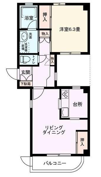今中ビル(1LDK/1階)の間取り写真