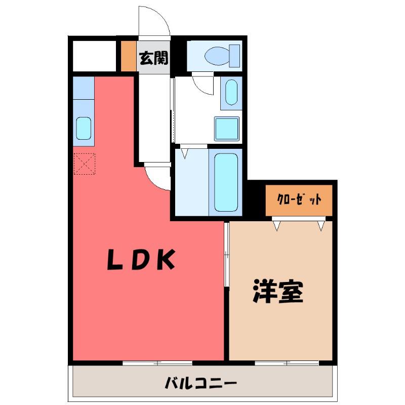 ヴァンヴェストB(1LDK/1階)の間取り写真