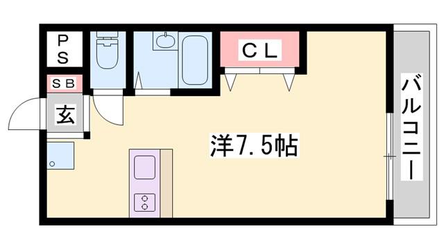 グランデュール松岡(ワンルーム/2階)の間取り写真