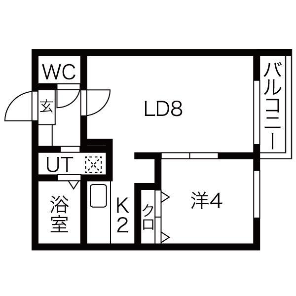 ラフィーネ澄川(1LDK/4階)の間取り写真