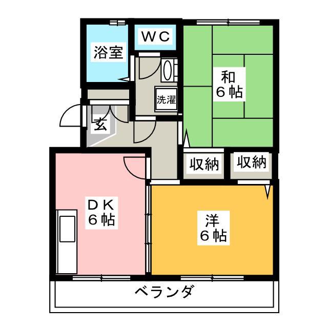 いほざきハイツ(2DK/2階)の間取り写真