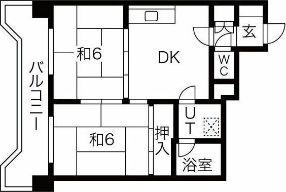 第2井川ハイツ(2DK/6階)の間取り写真
