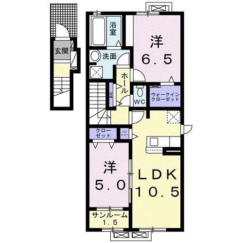 CCQI B(2LDK/2階)の間取り写真