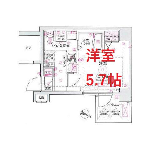リヴシティ八丁畷(1K/2階)の間取り写真