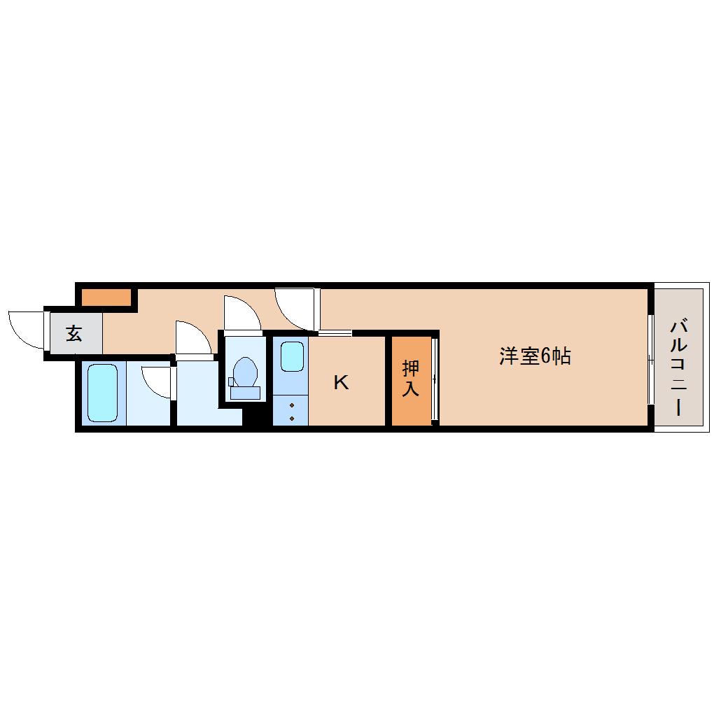 メゾン長喜城(1K/4階)の間取り写真