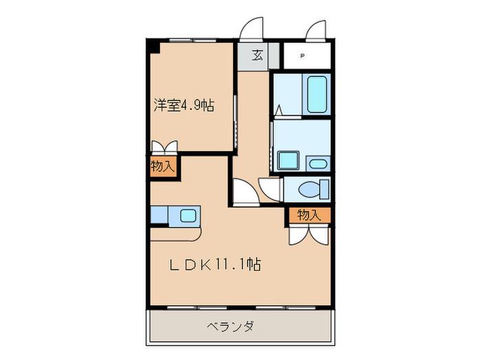 シャンビラージュ(1LDK/1階)の間取り写真