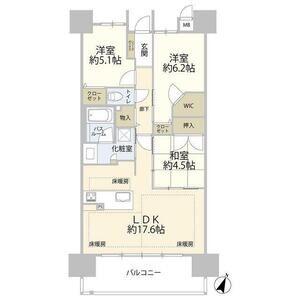 カルティア刈谷松坂(3LDK/14階)の間取り写真