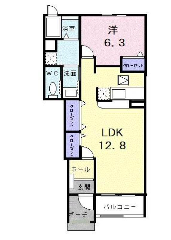 ストロベリーフィールズ(1LDK/1階)の間取り写真