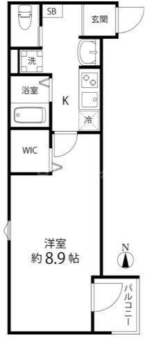 TS CUORE六町II(1K/2階)の間取り写真