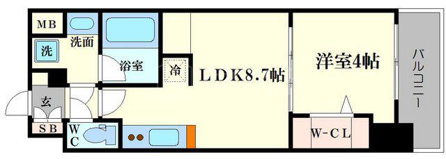 アーバネックス本町(1LDK/3階)の間取り写真