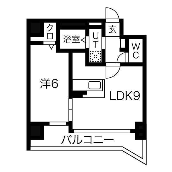 FEUILLESVERTESAJ(1LDK/6階)の間取り写真