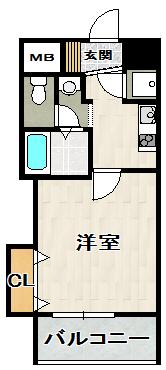 ビガーポリス133宝塚(1K/6階)の間取り写真
