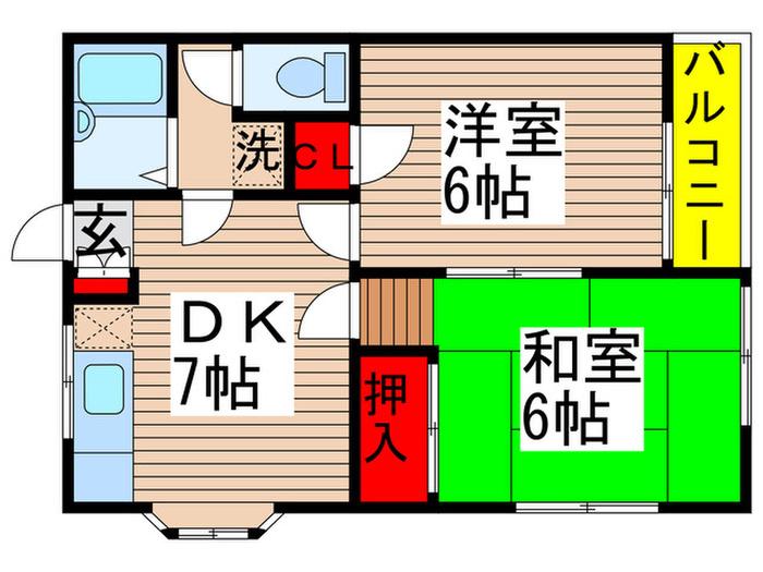イイノハイツC棟(2DK/1階)の間取り写真