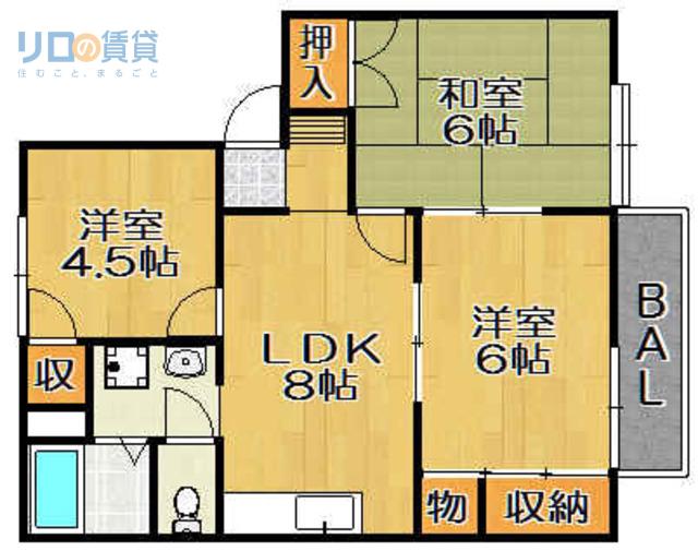 グレース(3LDK/2階)の間取り写真